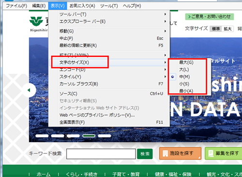 (画面キャプチャ)ブラウザでの変更方法の画面