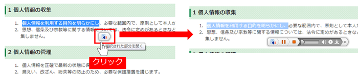 (画面キャプチャ)部分読み上げ画面