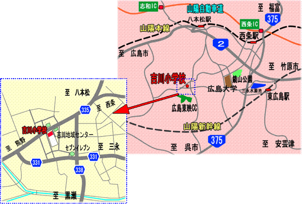 吉川小学校の地図のイラスト