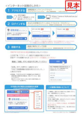 国税調査「インターネット回答依頼書」見本(裏面)