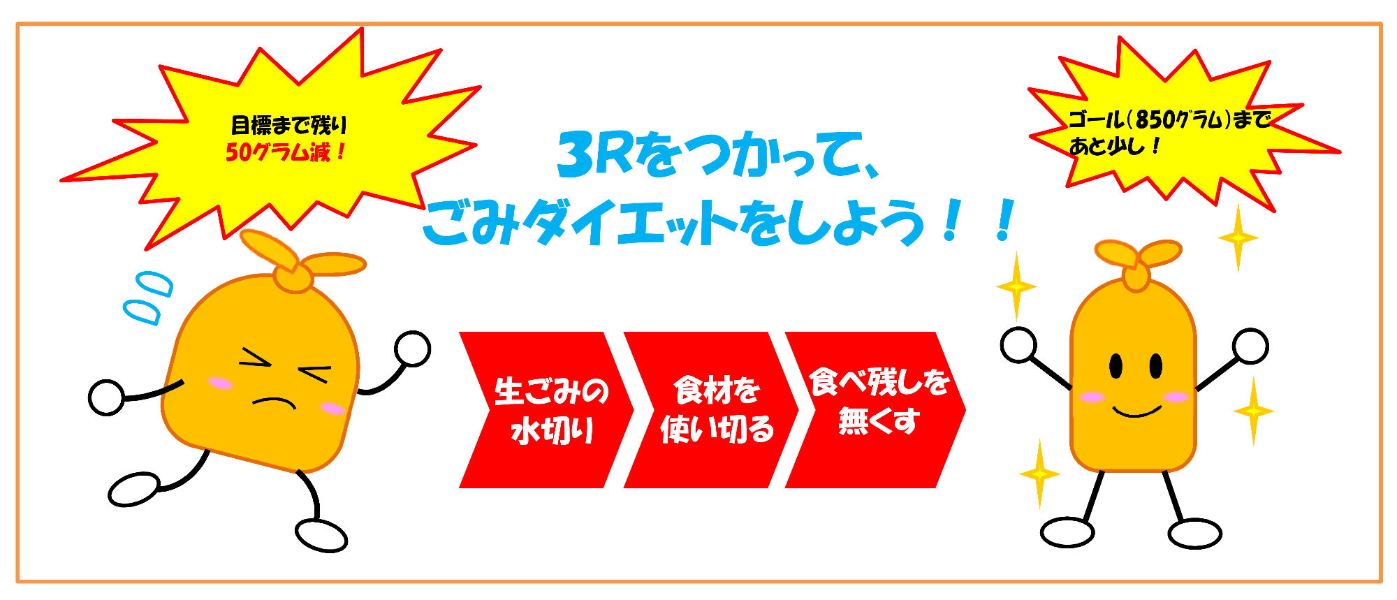 ごみダイエットを表現したイラスト