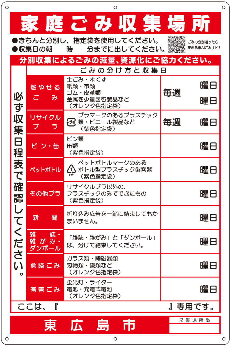 ごみステーション看板