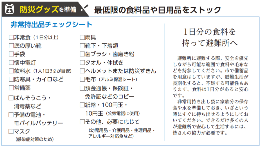 非常持出品チェックシート