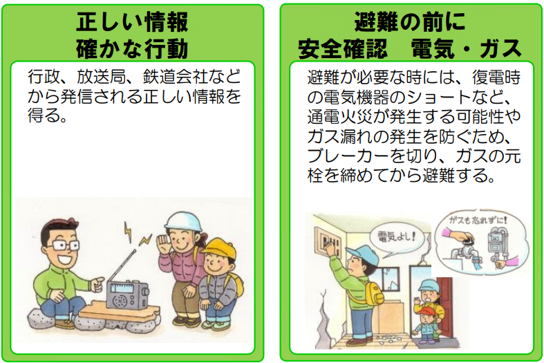 正しい情報を入手避難の前に安全確認電気ガス