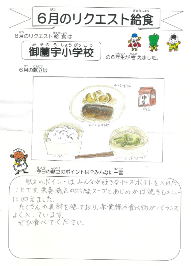 御薗宇小学校のメッセージ
