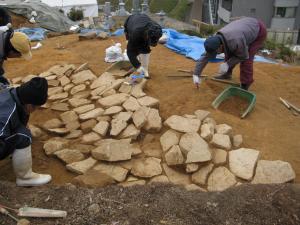 陣が平西2号遺跡の弥生墳丘墓発掘調査風景の写真