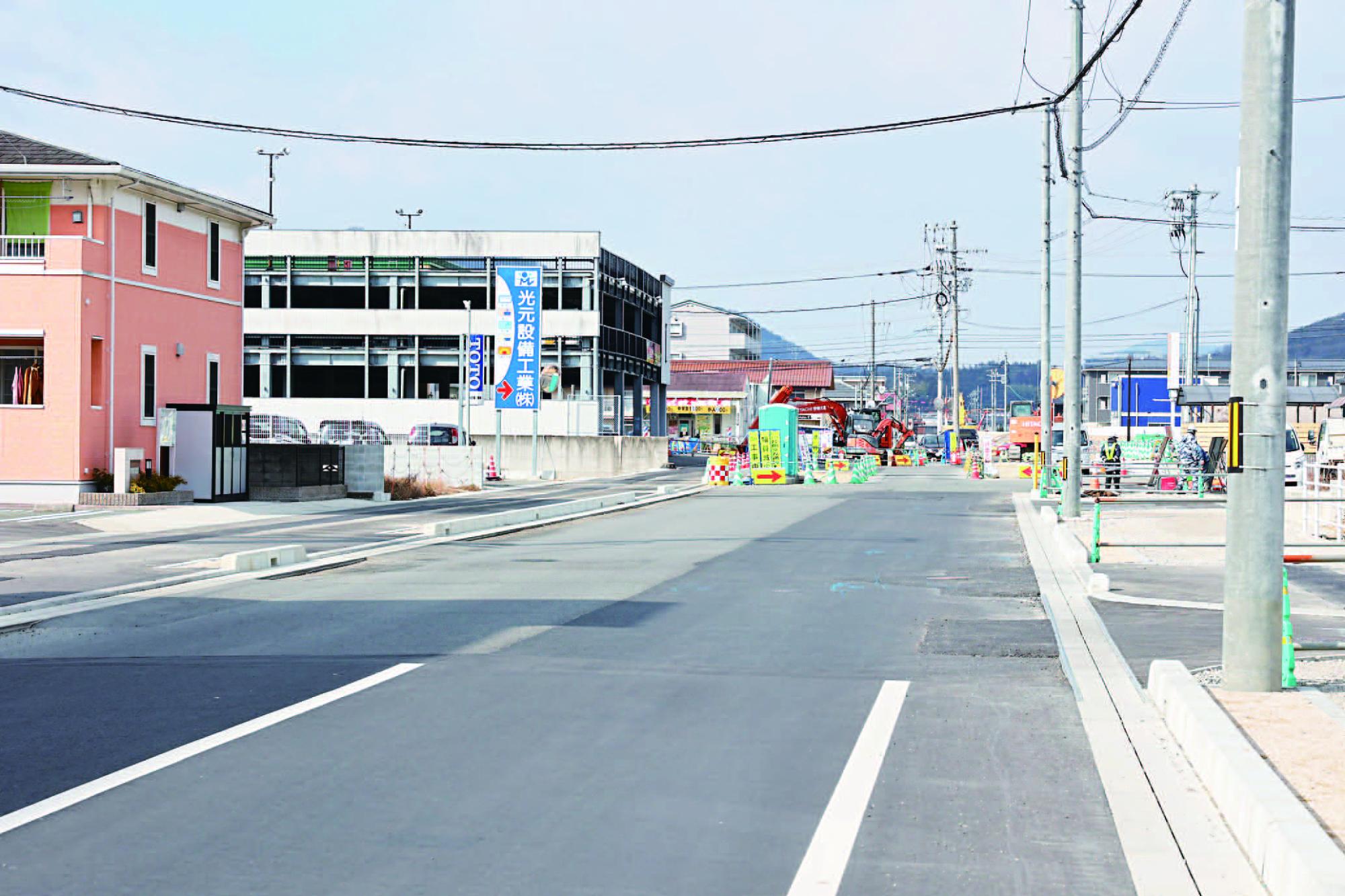 江熊新橋西側へ進む拡幅工事（令和7年1月30日撮影）