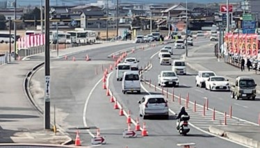 御薗宇交差点から田口へ進む拡幅工事 （令和7年1月24日撮影）