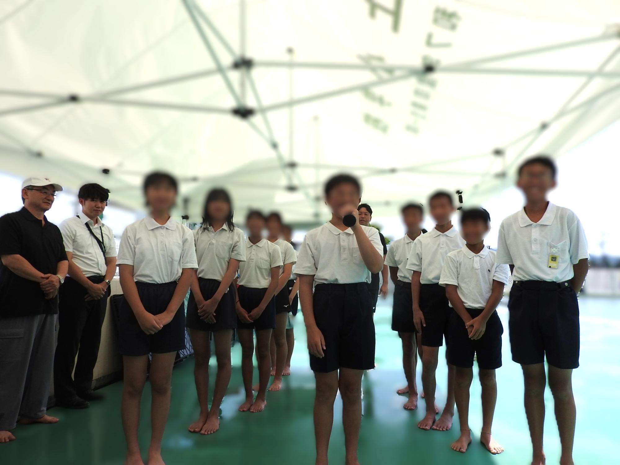 水泳記録会の練習と壮行会の様子5