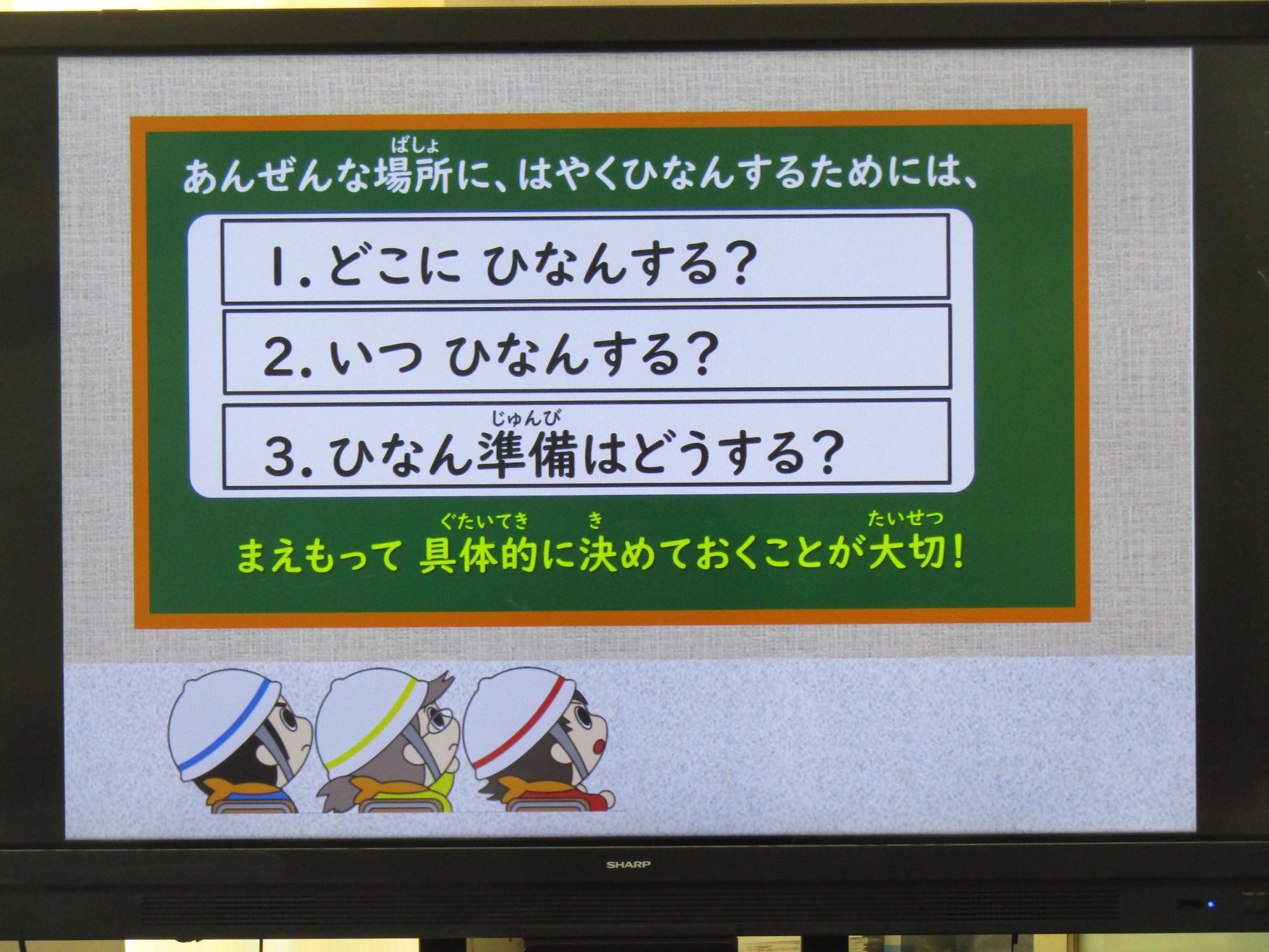 避難について考えるパワーポイントのスライド