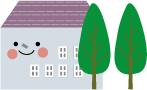 家の横に木が2本立っているイラスト