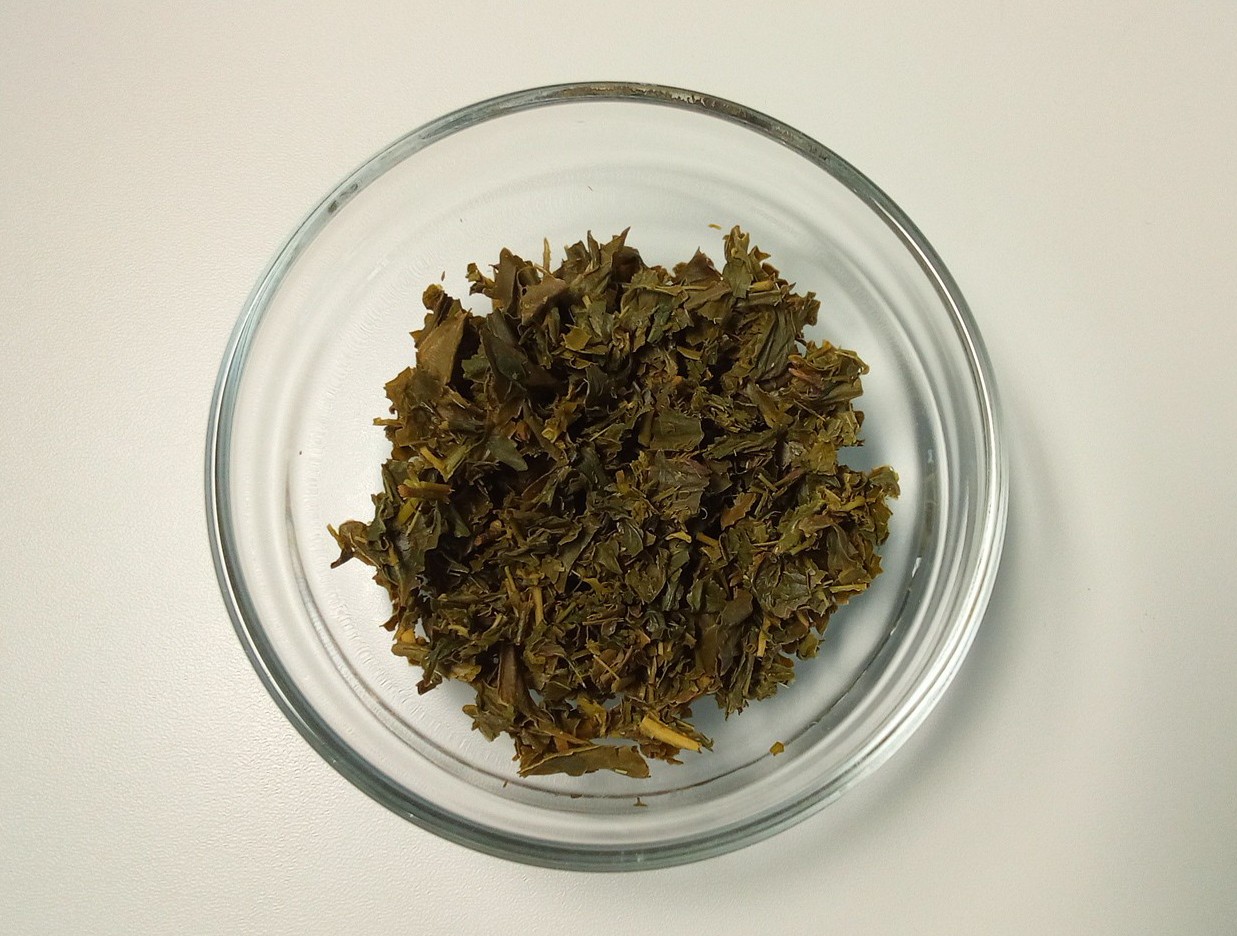 茶がらを絞る