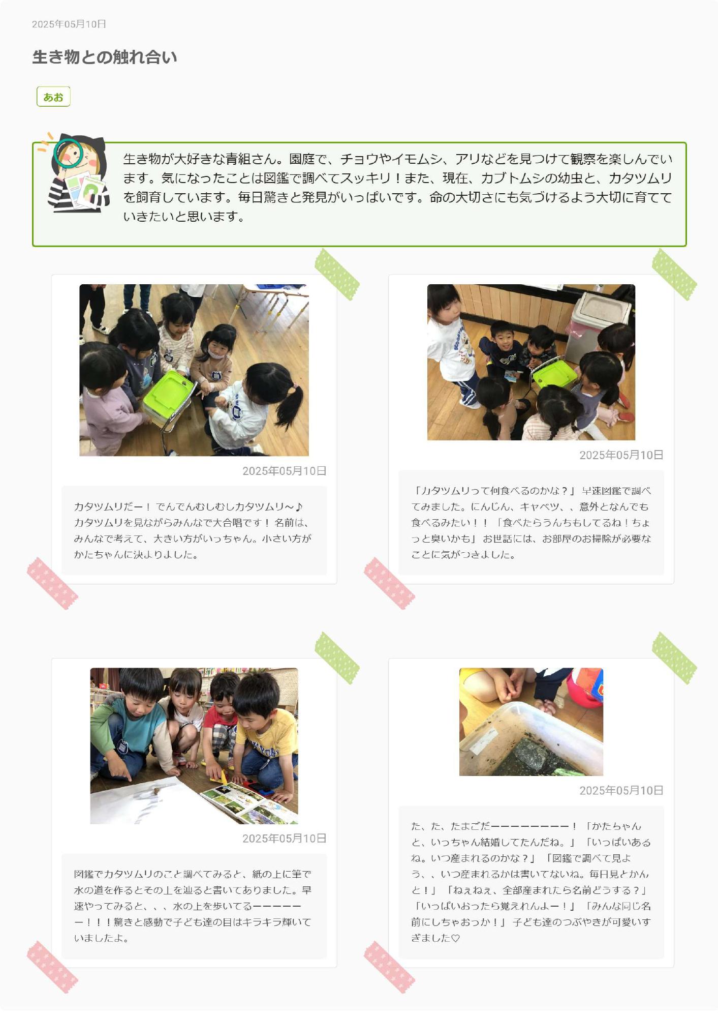 5歳児5月　生き物との触れ合い