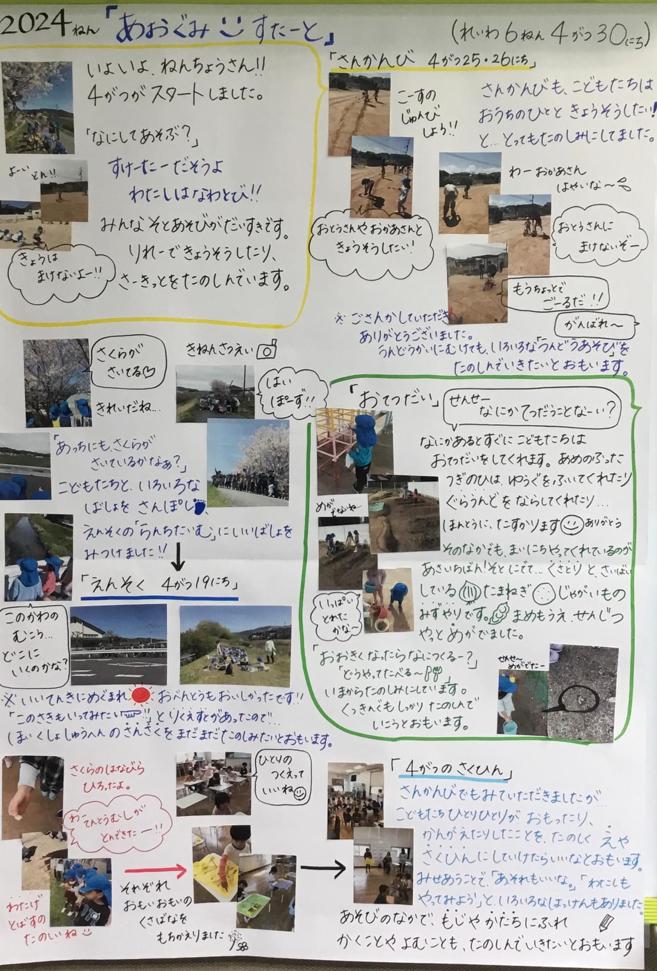 5歳児4月の様子　参観日　遠足　お手伝い