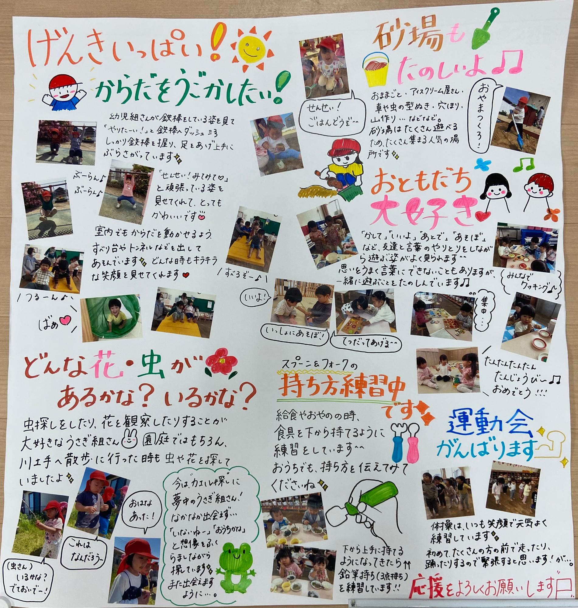 2歳児5月　戸外遊び、虫や花の観察