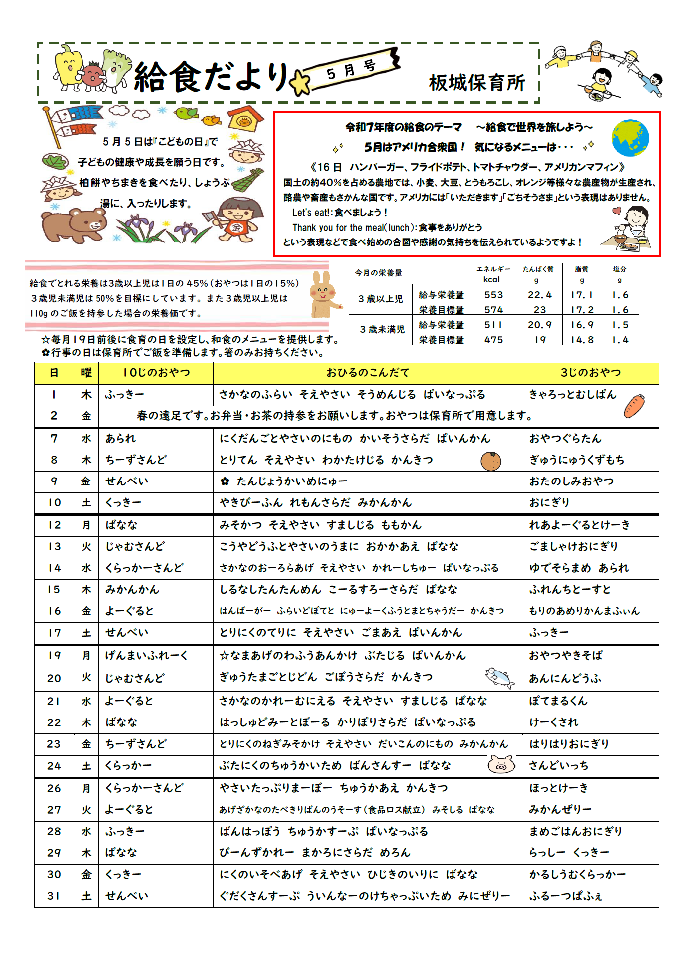 給食だより5月
