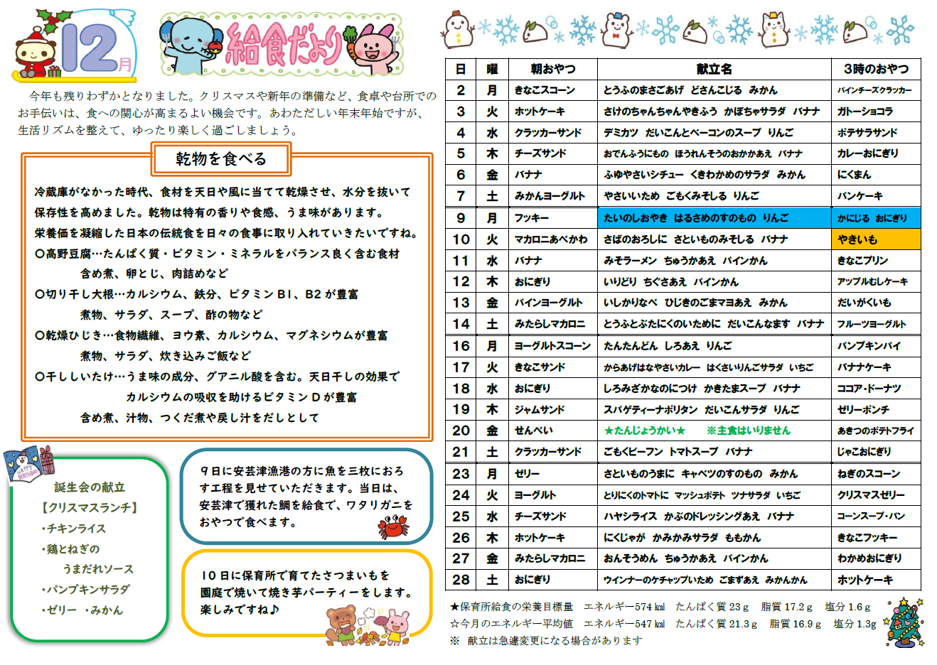 12月給食だより