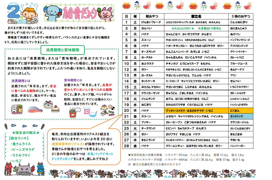 2月給食だより