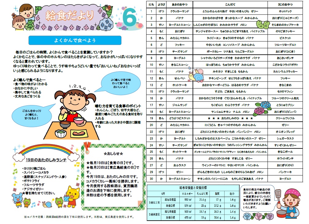 6月の給食だより