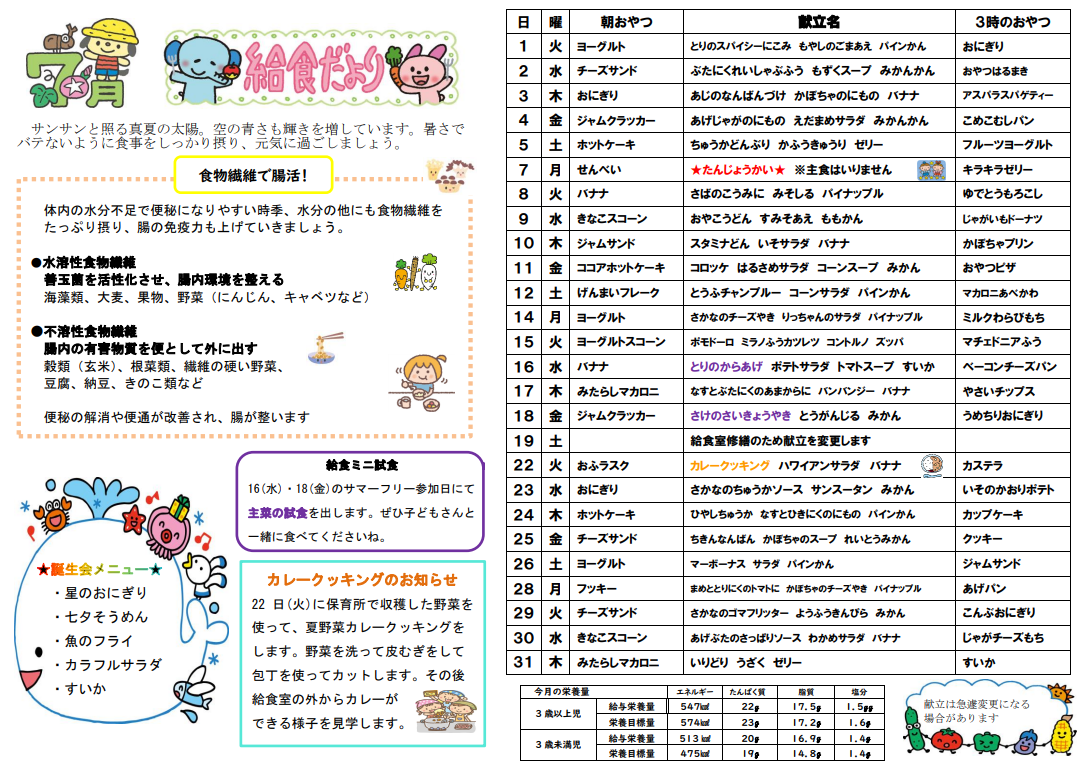 7月給食だより