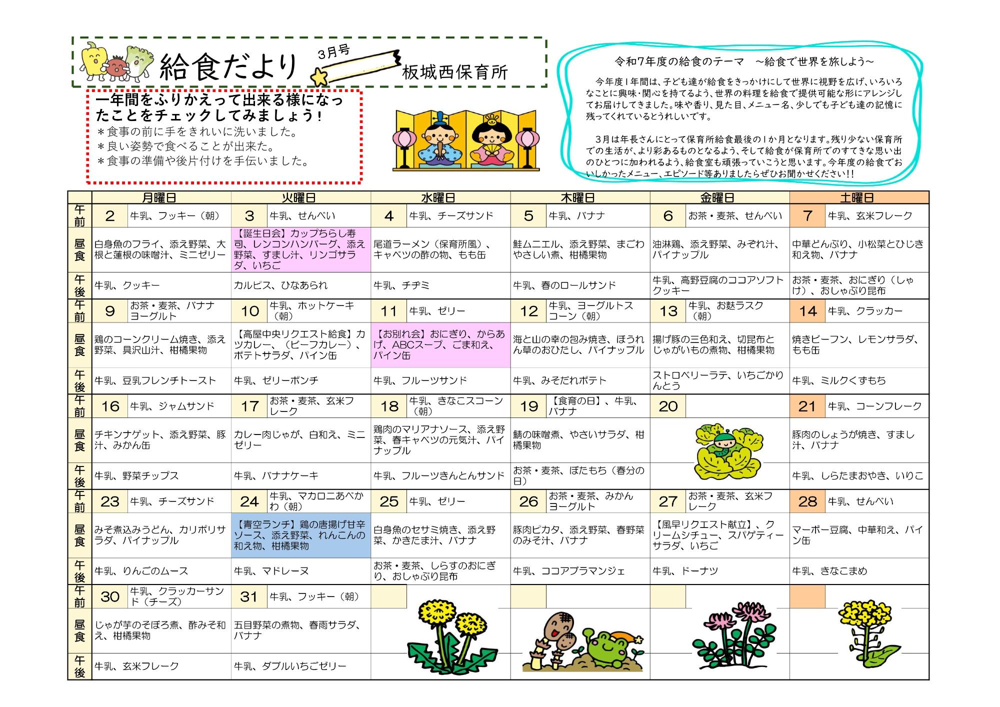 給食だより令和8年3月