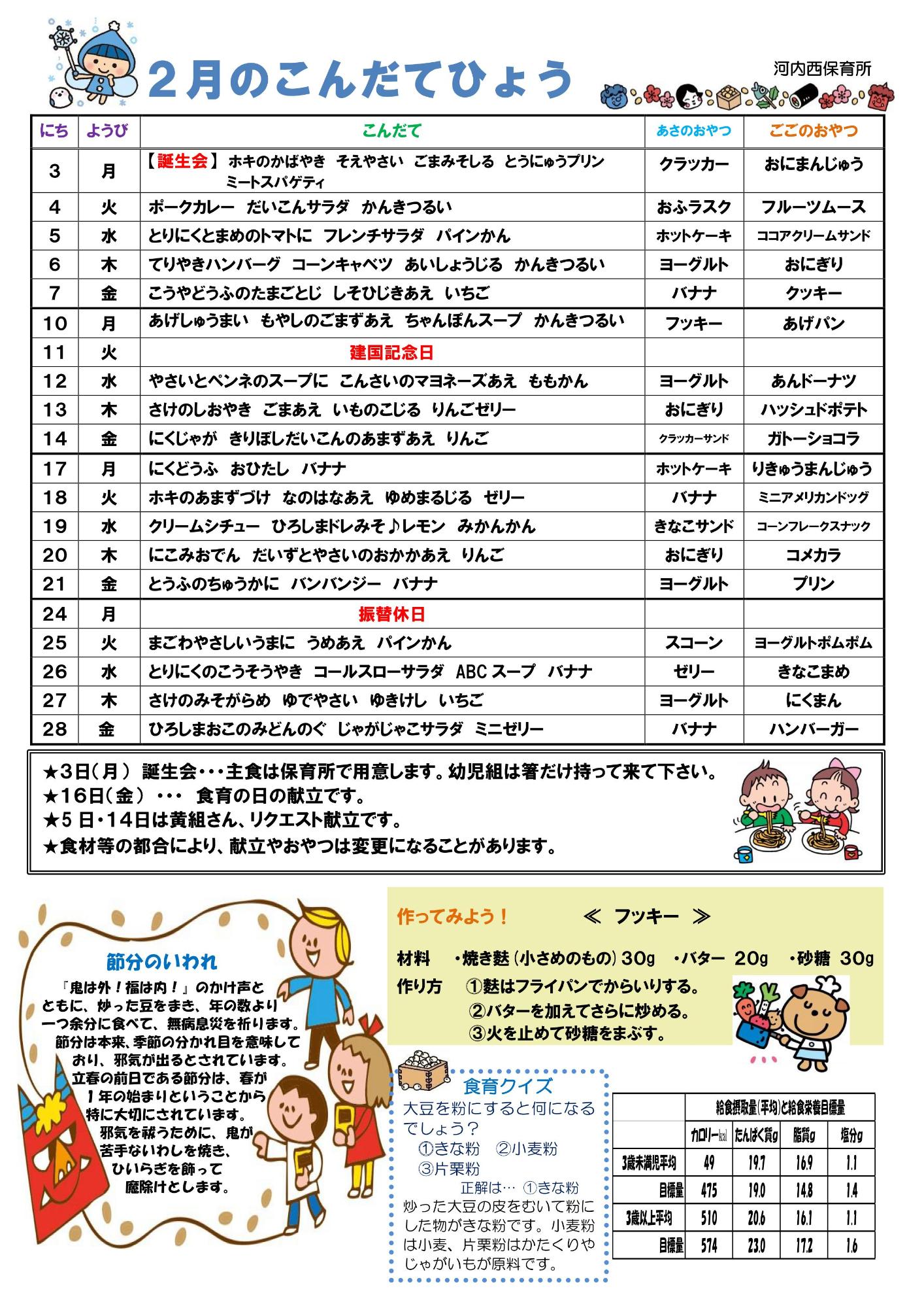 2がつこんだて
