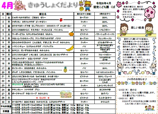 4gatunokyuushokudayori