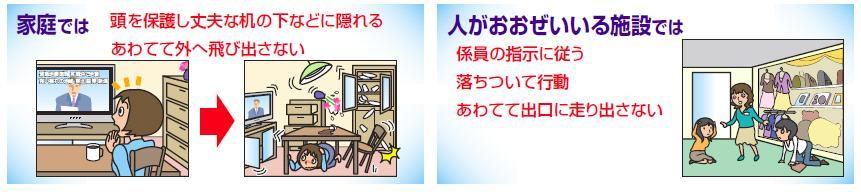 緊急地震速報を見聞きした時のイラスト