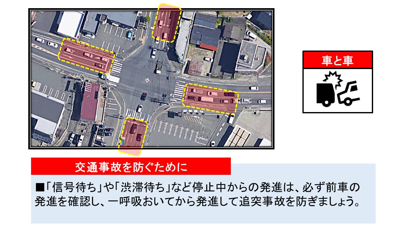 磯松交差点での交通事故防止対策のイラスト