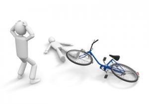 自転車、歩行者に衝突のイラスト