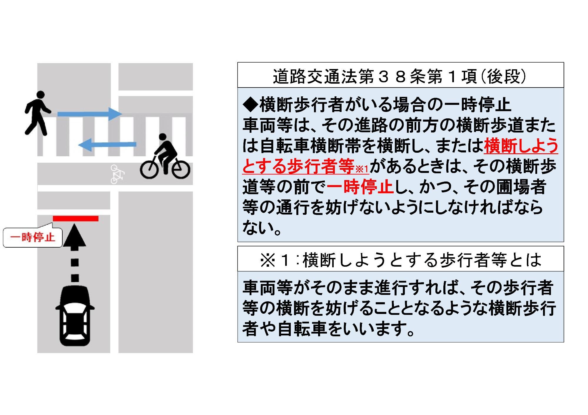 道路交通法第38条第1項後段の説明イラスト
