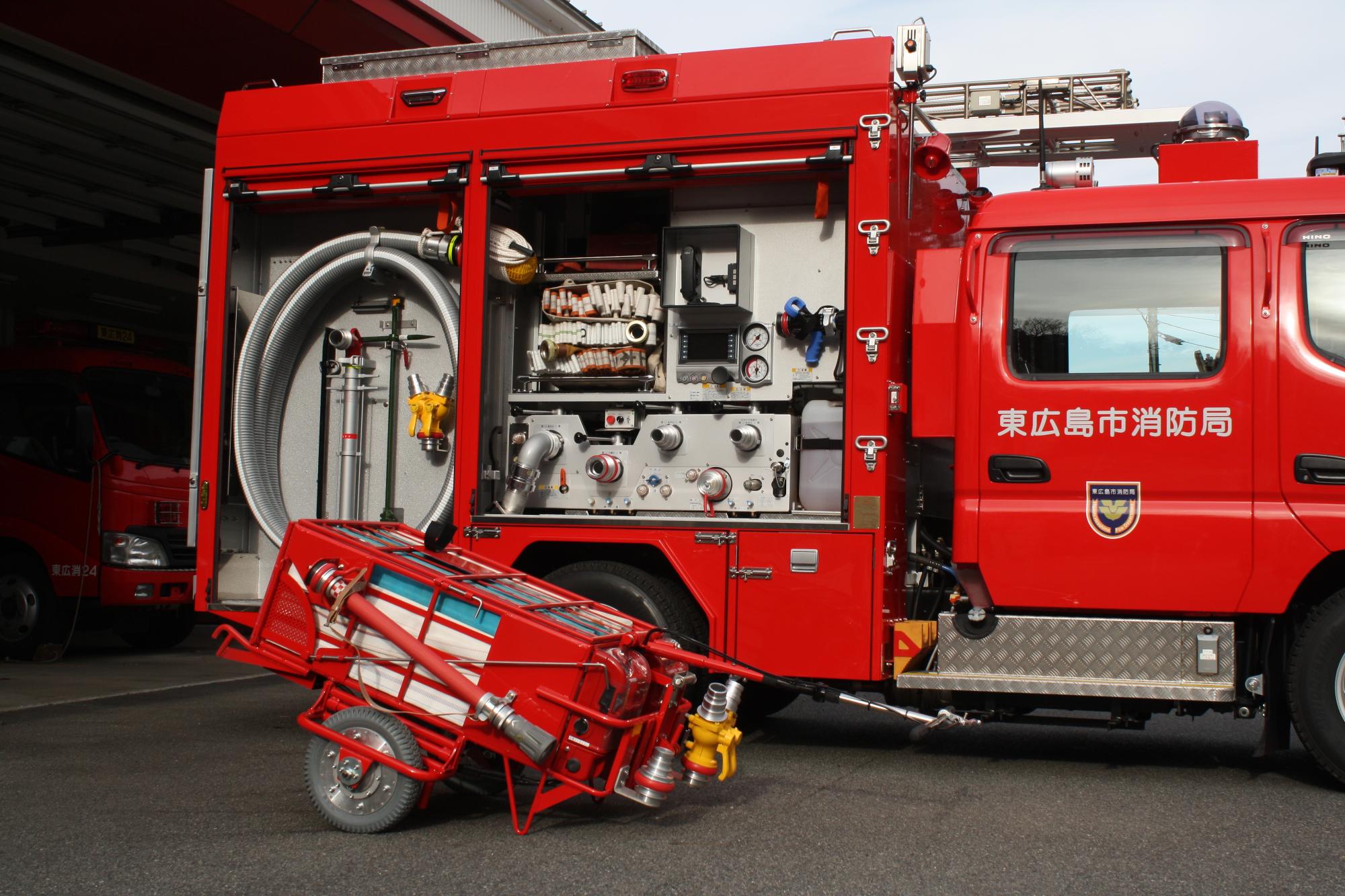 上島2（ポンプ車）の内部の写真