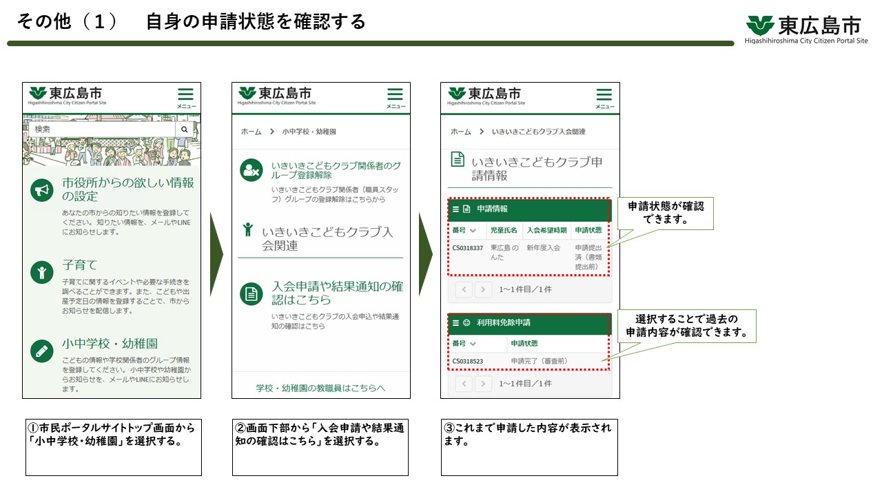 申請状態の確認方法