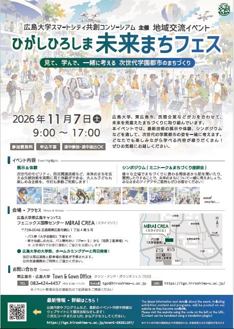 （イメージ）広島大学スマートシティ共創コンソーシアム 地域交流イベント～ひがしひろしま未来まちフェス～